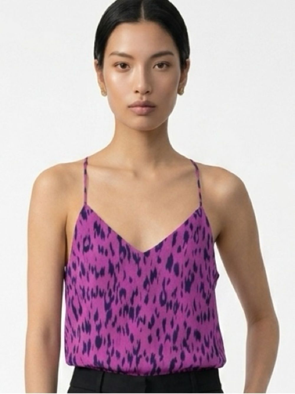 LAVENDER BROWN | NEW Leopard Print Fuchsia Black Cami Tank Top Women’s Size M